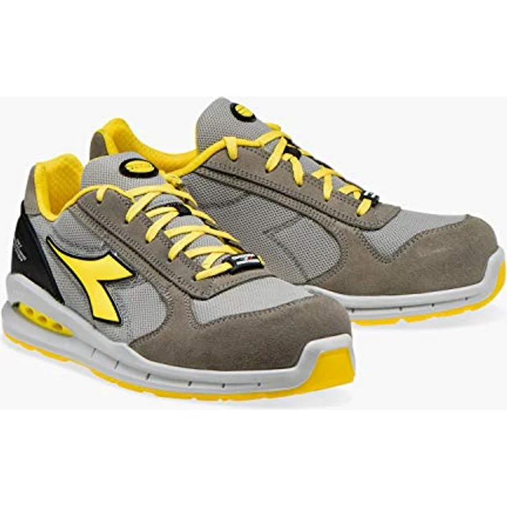Utility Diadora Run Net Air, S1P Arbeitsschuh aus perforiertem Wildspaltleder mit atmungsaktivem Nylonfutter, schwarz/anthrazit/gelb – Bild 7
