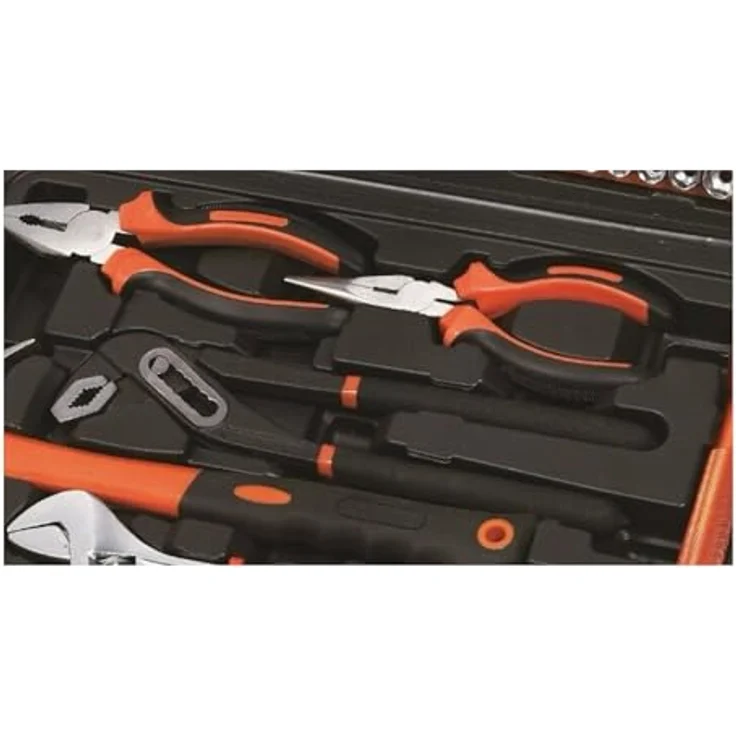 P & K Werkzeugkoffer 40-teilig Werkzeugset (40 St) - Hammer, Zangen, Maßband, Cutter, Inbusschlüssel, Stecknüsse, Stromprüfer, Säge, Taschenlampe - P & K – Bild 4