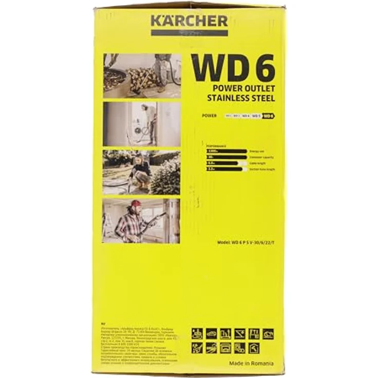 Kärcher Wet/Dry Vacuum WD 6 P S V-30/6/22/T, PS V-30/8/35/T Nass-/Trockensauger-30 L Edelstahltank-1300W (tragbare Steckdose und Blasfunktion), Standard, 1300 W, 30 liters, Nass- und Trockensauger – Bild 5