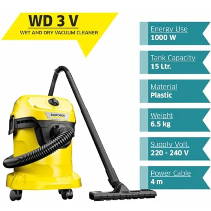 Kärcher 1.628-009.0 dust extractor Black Yellow 12 L 1000 W, Nass- und Trockensauger – Bild 3