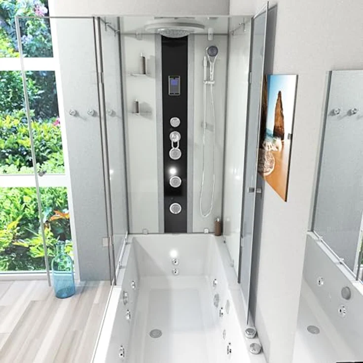 AcquaVapore K05-R01-WP, Whirlpool Dusche Kombination 90x180 cm, weiß, mit Regendusche und Massagedüsen – Bild 4
