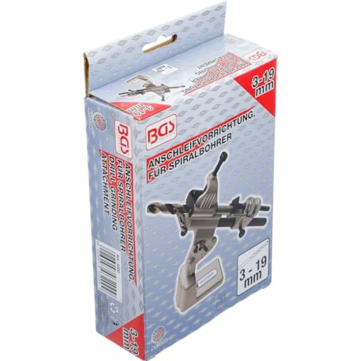 BGS TECHNIC Anschleifvorrichtung für Spiralbohrer ø 3 - 19 mm, präzises Schärfen mit verstellbarem Winkel und stabiler Werkbankbefestigung – Bild 7