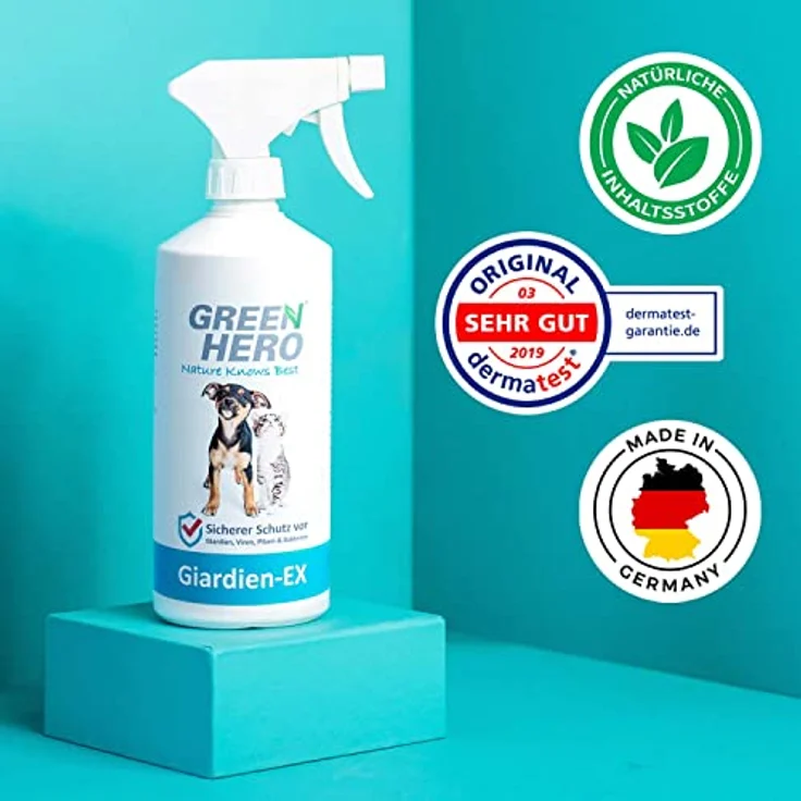 Green Hero Giardien-Ex 500ml schützt Haustiere wie Hund und Katze zuverlässig vor Giardien, Bakterien, Viren und Pilzen Spray dermatologisch getestet zur Desinfektion von Tieren und der Umgebung – Bild 3