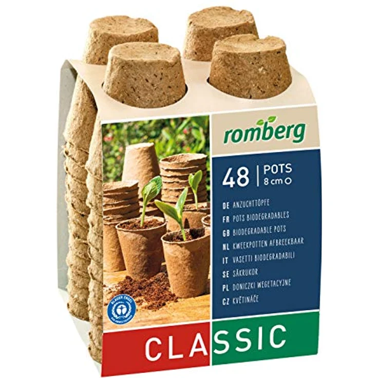 Romberg Anzuchttopf CLASSIC, 48er Set rund, biologisch abbaubar, 8 cm Ø, 100% torffrei – Bild 1