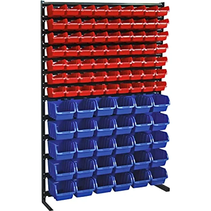 ADB Kellerregal 85250, anthrazit, mit 93 stapelbaren Sichtlagerkästen und stabiler Qualitätsstahlblech-Konstruktion, 111,4 x 35,0 x 165,0 cm