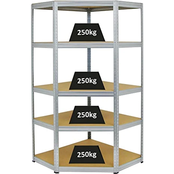 PROREGAL Eckregal Slim Elephant Verzinkt HxBxT 180x90x45 cm Fachlast 250kg Schwerlastregal - Kellerregal, Steckregal, Garagenregal - Schwarz/Blau – Bild 1