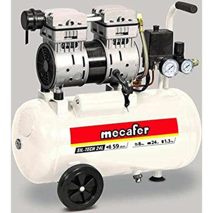 MECAFER 425523, Horizontaler geräuschloser Luftkompressor mit 8 bar und 24 L Tankvolumen, leiser Betrieb bei 59 dB – Bild 8