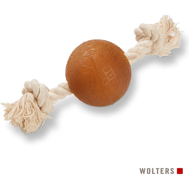 Wolters Tier-Beschäftigungsspielzeug Pure Nature Spielball am Seil, Naturkautschuk, nachhaltiges Hundespielzeug