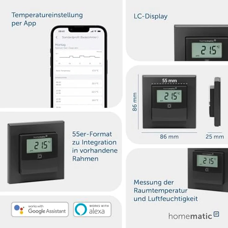 Homematic IP Temperatur- und Wetterstation, Smart Home Sensor mit Display zur Temperatur- und Luftfeuchtigkeitsregelung, Schwarz – Bild 3