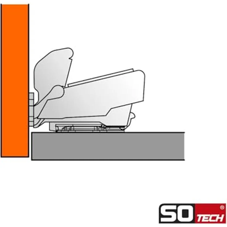 SOTECH Weitwinkelscharnier 165° Sensys 8657i Eckanschlag (vorliegend) Null-Einsprung, Soft-Close und Schließautomatik, Schnellmontage inkl. Montageplatte Höhe 0 mm – Bild 5