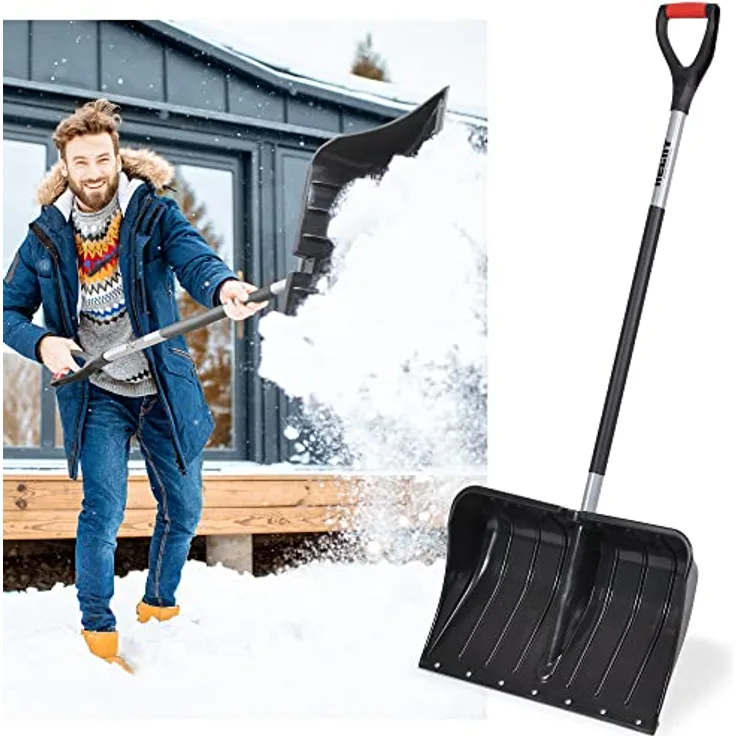 HECHT Schneeschaufel 5400 GT, 54 cm breites Kunststoffschild, stabiler Stahlstiel mit gummiertem Griff, Gesamtlänge 1,40 m