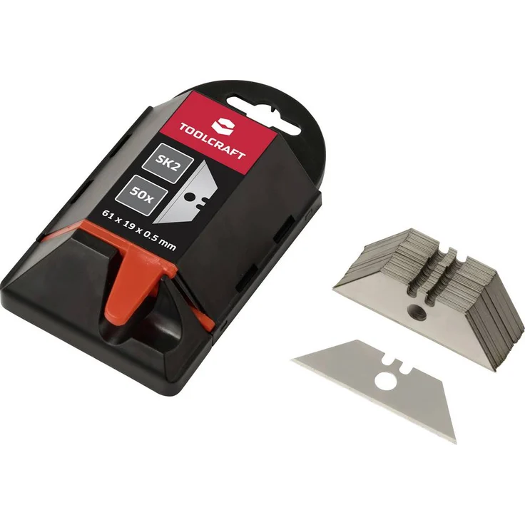 TOOLCRAFT TO-10312170, 50er Trapezklinge 61mm mit Loch SK2, für Teppichmesser, robust und präzise