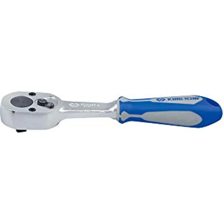 King Tony 1/4" Drehmomentschlüssel, 140mm Ratsche mit 24 Zähnen und Gummigriff, verchromt – Bild 1