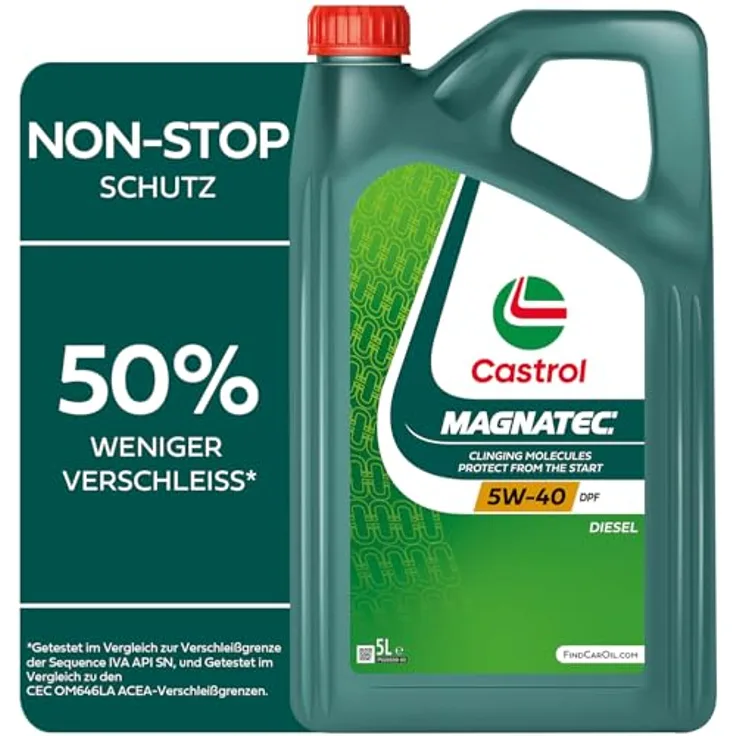 Castrol Magnatec DPF, Leichtlaufmotorenöl (5W-40, C3, 5.000 ml) für Dieselpartikelfilter mit schneller Durchölung beim Kaltstart