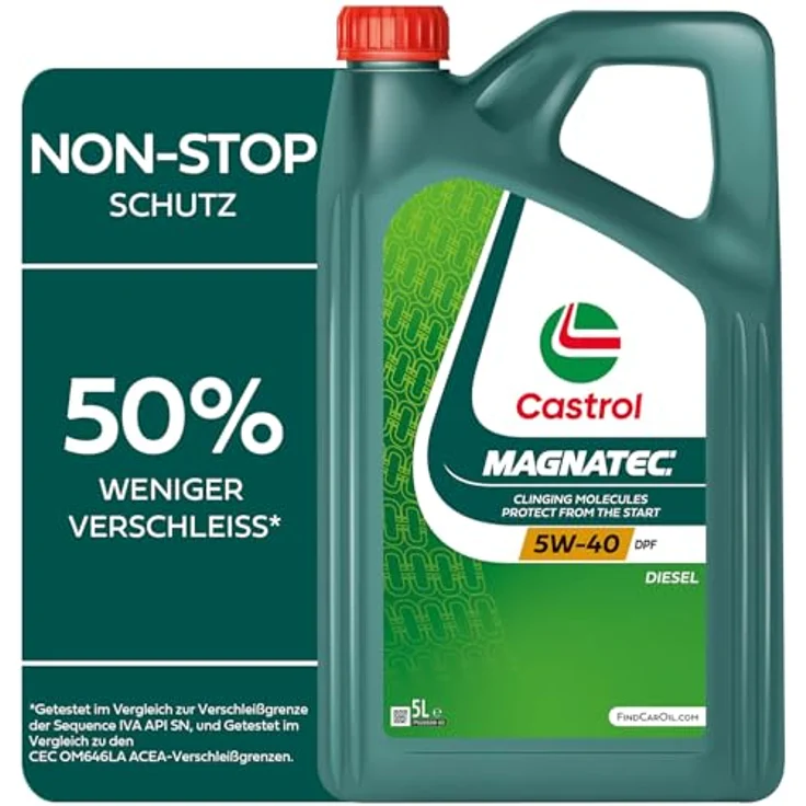 Castrol Magnatec DPF, Leichtlaufmotorenöl (5W-40, C3, 5.000 ml) für Dieselpartikelfilter mit schneller Durchölung beim Kaltstart – Bild 1