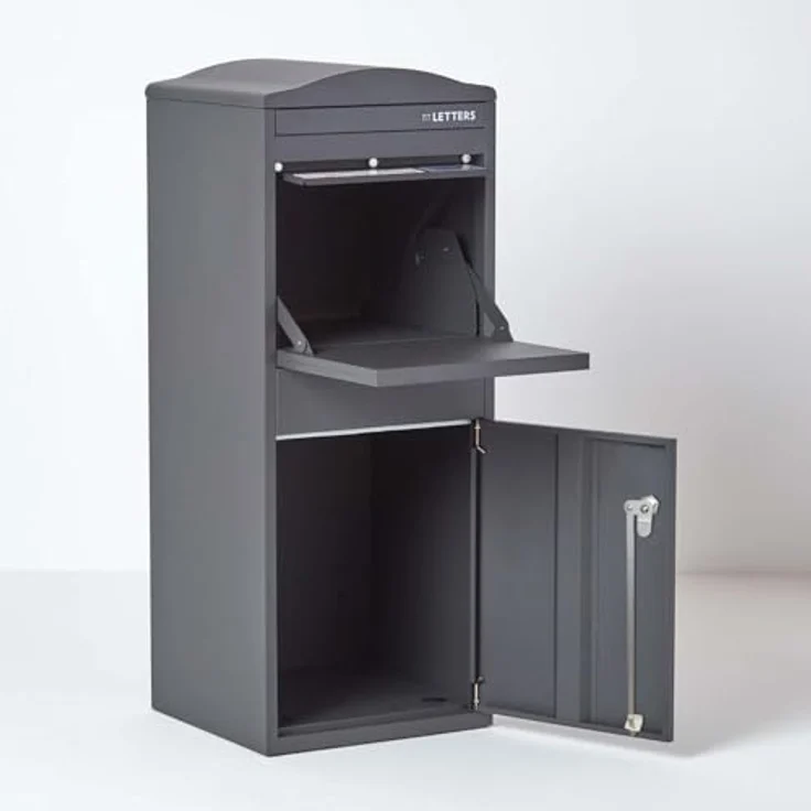 Smart Parcel Box XXL grau mit Bogendach 41.5 x 38.5 x 104 cm, Paketbriefkasten zur Wand- oder Bodenmontage, Paketbox für Zuhause & Unternehmen, Briefkasten für Pakete & Briefe – Bild 4