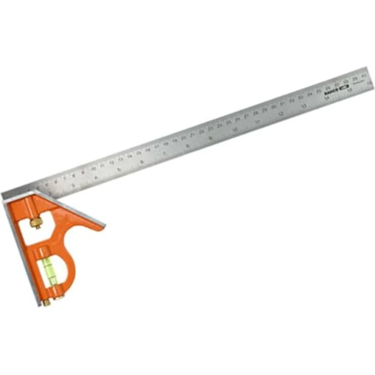 BAHCO KOMBINATIONSWINKEL 400MM, metrisch & Zoll, schiebbar, 45° und 90° markiert, einstellbare Tiefe, mit Libelle und Reißnadel – Bild 1