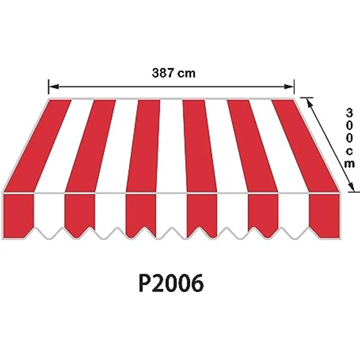 home Trends Markisenstoff 4m Markise mit Volant 4 x 3 m Markisenbespannung ersatzstoff 387 x 300cm Balkon Markise wasserabweisend & Sonnenschutz Ersatz Markisentuch P2006 – Bild 3