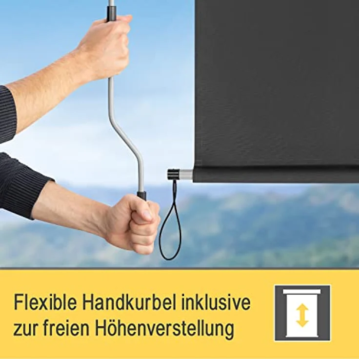 Sol Royal Senkrechtmarkise MS5, 180x250cm, anthrazit, abnehmbare Handkurbel, wasserabweisender Sonnen- und UV-Schutz, für Terrasse und Balkon – Bild 9