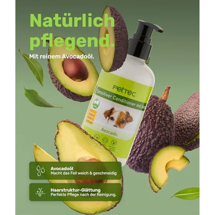 PetTec Tiershampoo Hundeconditioner Avocadoöl, 250 ml, vegan, allergenfrei, Made in Germany – Bild 3