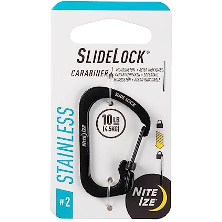 Nite Ize Karabiner Carabiner SlideLock, Schwarz, 2, NI-CSL2-01-R6
