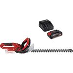 Einhell Akku-Heckenschere GC-HS 18 Li Kit 50,6 cm, Heckenschere mit Metallgetriebe und 18 Volt Li-Ion Akku, rot/schwarz