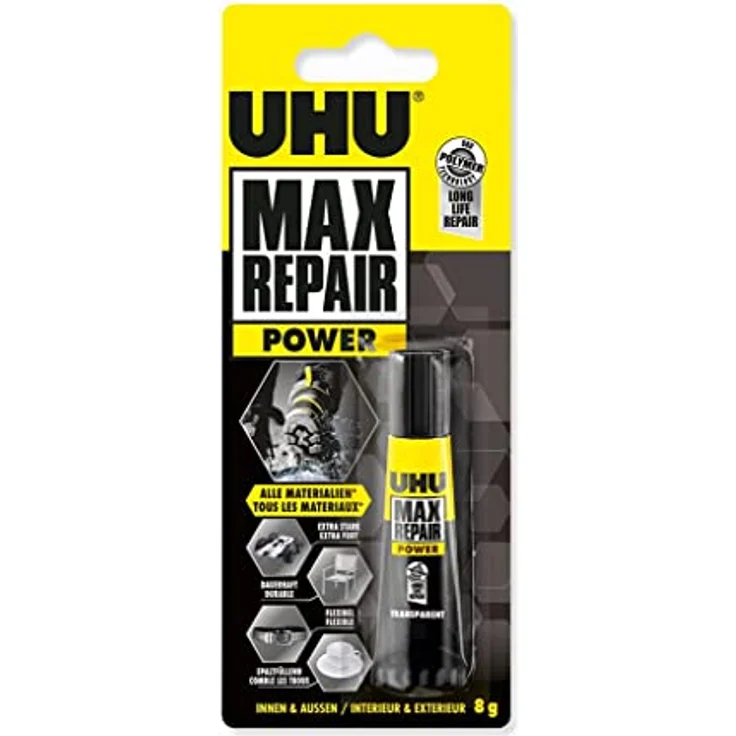 UHU Max Repair Extreme, Extra starker und universeller Reparaturkleber für nahezu alle Reparaturen im Innen- und Außenbereich, transparent, 8 g - Preisvergleich – Bild 2