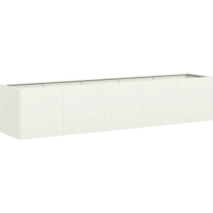 vidaXL Pflanzkübel Weiß 200x40x40 cm Kaltgewalzter Stahl, Outdoor-Hochbeet mit Stützbügeln – Bild 1
