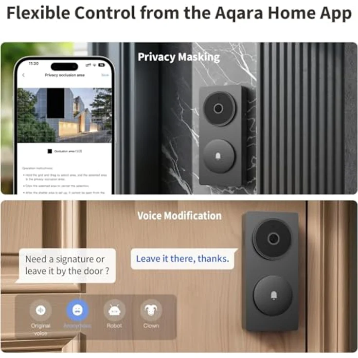Aqara Smart Home Türklingel G410, 2K-Videoauflösung, 175° Sichtfeld, integrierter Zigbee & Matter Hub, unterstützt Apple Home und Google Assistant – Bild 5