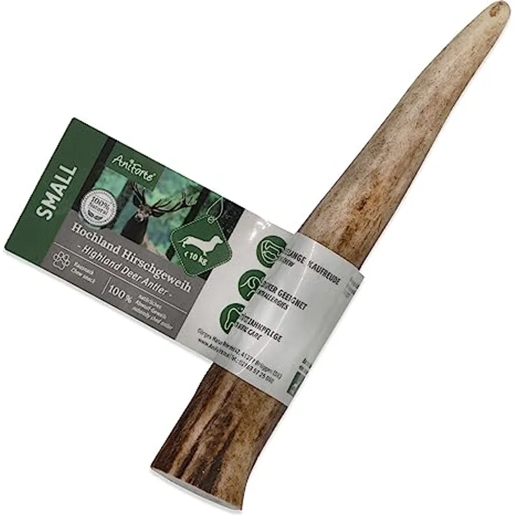 AniForte Hirschgeweih für Hunde S Kauspielzeug aus 100% Geweih – Kauknochen zur Beschäftigung & Zahnpflege, robust & langlebig, Kauwurzel, Kauholz Zahnhygiene, Abwurfprodukt vom Hirsch