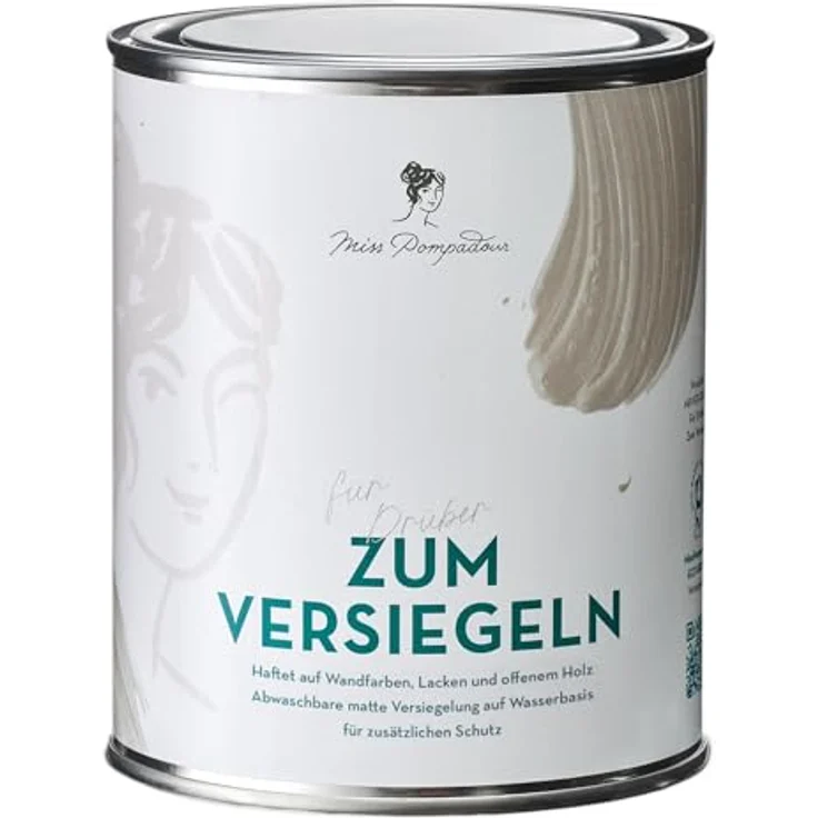 MissPompadour Klarlack 1L, schnelltrocknender, kratzfester, farbloser Acryllack für Innen, matt, hohe Transparenz, vielseitig auf Holz, Kunststoff und Metall einsetzbar – Bild 1