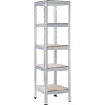 SCHULTE Regalwelt Schwerlastregal mit 5 Holzböden, 180x45x45 cm (HxBxT), Traglast pro Ebene ca. 200 Kg, verzinkt, Lagerregal, Kellerregal, Werkstattregal, Steckregal