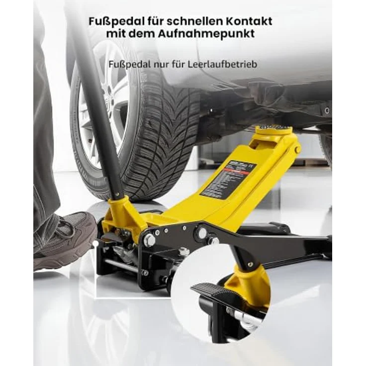 VEVOR Hydraulischer Rangierwagenheber 3 t, Stahl, mit Doppelkolben-Schnellhubpumpe, 75-500 mm Hubbereich – Bild 2