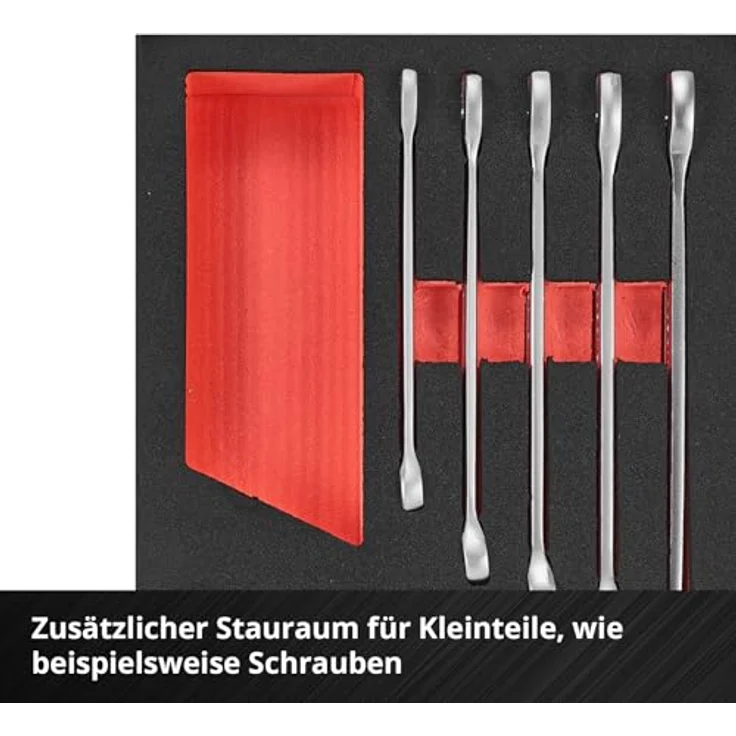 Einhell Werkstattwagen 149-tlg., inkl. 70 Bits, 11 Ringgabelschlüssel und Zangen, kugelgelagerte Schubladen, abschließbar, mobil – Bild 13