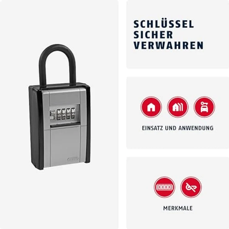 ABUS Schlüsseltresor KeyGarage 797 mit Bügelhalterung | individuell einstellbarer Zahlencode | wetterfest | passend für Schlüssel und Plastikkarten | schwarz | 46330 – Bild 2