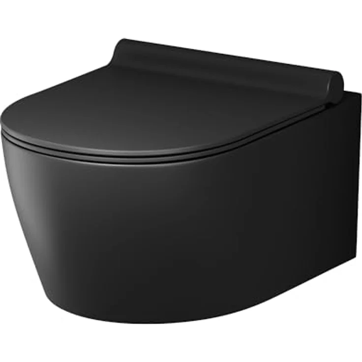 Spülrandloses Wand-Hänge-WC Schwarz Matt inkl. Softclose-Deckel - Tiefspüler FlashClean Hänge-Toilette aus Keramik, WC-Sitz mit Absenkautomatik, AM.PM X-Joy S CXB1700MBSC – Bild 1