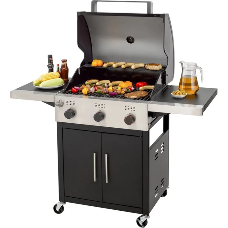 Tepro Gasgrill Keansburg 3 SE, 3-Brenner, Gussrost, abklappbare Seitenablagen – Bild 2