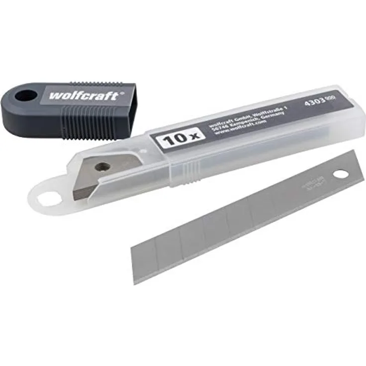 wolfcraft I Abbrechklingen 18 mm I 4303000 I 18 mm Klinge I mit 8 Segmenten I kompatibel zu allen handelsüblichen Abbrechklingenmessern I für Heim- und Handwerker konzipiert