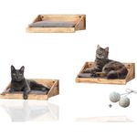 Rohrschneider® Katzen Kletterstufe mit Kissen | Katzentreppe Wand als Spiel- und Trainingsmöglichkeit | Katzen Wandelement sicher u. stabil | Katzenwandmöbel aus hochwertigen Materialien (3er Set)