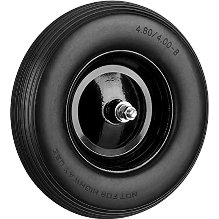 Schubkarrenrad Vollgummi mit Achse, 4.80 4.00-8 Gummirad, pannensicher, 100 kg Tragkraft Ersatzrad, schwarz – Bild 2