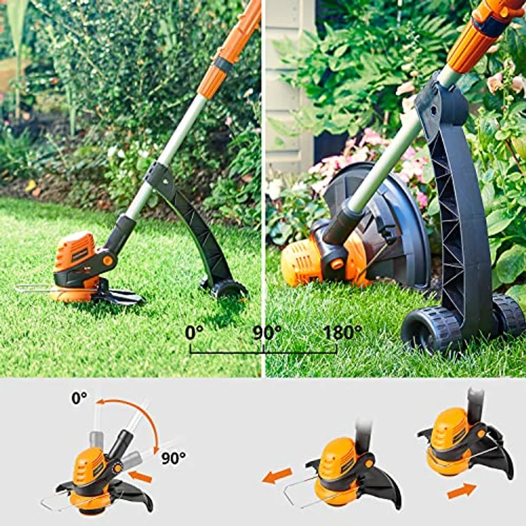 Lawnmaster Akku-Rasentrimmer 24V 2,0Ah, inkl. Akku und Ladegerät, 25 cm Schnittbreite, für größere Flächen,2-in-1 Rasentrimmer & Kantenschneider Rasen, drehbarer Trimmerkopf, Teleslopstiel. - Preisvergleich – Bild 4