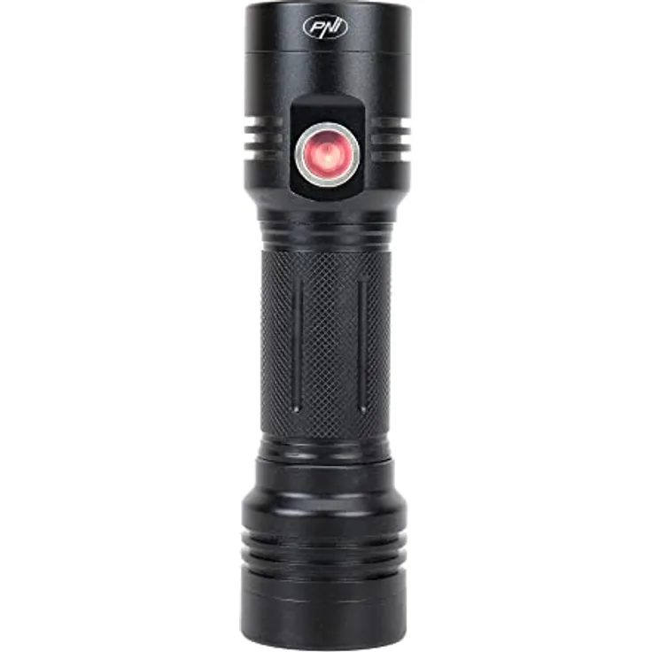 PNI Aluminium Adventure F200 Dual-LED-Taschenlampe, 4000-mAh-Akku und Micro-USB-Anschluss, 3 LEDs mit großer Blende und eine mit Fokus