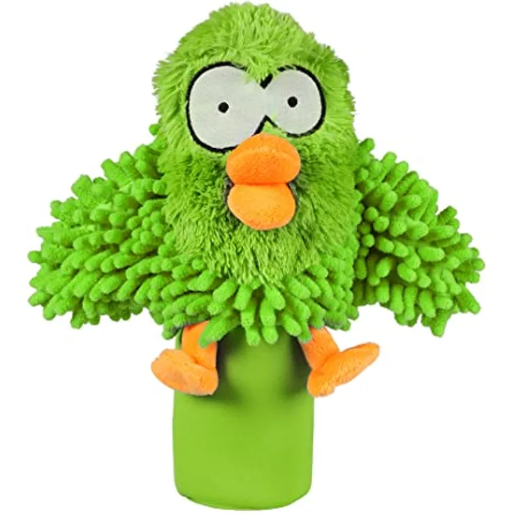 COOCKOO, Lustiges Spielzeug mit Kunststoffflasche und Squeaker Oohoo Grün, Fluffy weich und gepolstert, aus Plüsch, Mikrofaser und langlebigem Neopren, die Kunststoffflasche kann ersetzt Werden