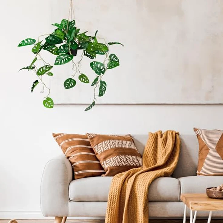 hjh OFFICE Kunstpflanze MONSTERA CLIMB Kunststoff Monstera, Höhe 100.0 cm, Künstliche Hängepflanze im Topf, Deko Pflanze Fensterblatt – Bild 3