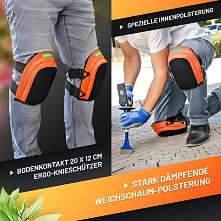 GRÜNTEK Soft-Knieschoner Klassik, 2 Strips, Comfort Gel Innenpolster, Universal-Größe, atmungsaktiv, Gartenarbeit, Pflastern – Bild 5