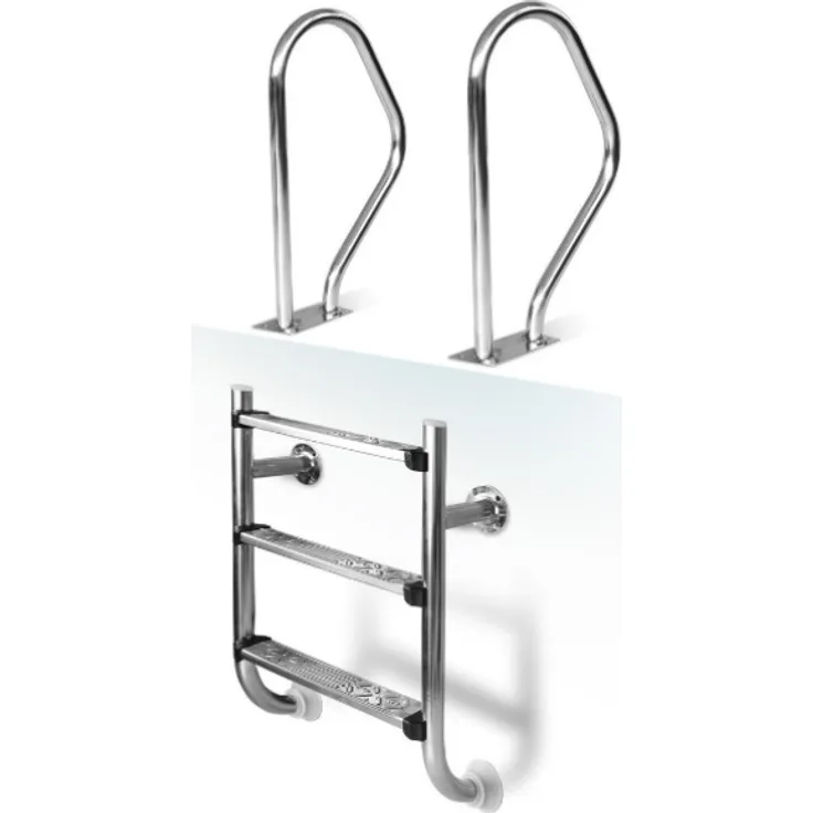 Trend Pool Einbauleiter Trendline Exclusiv, 4-stufig, V2A Edelstahl, zweiteilig, für Beckentiefe bis 150 cm, ohne Handlauf