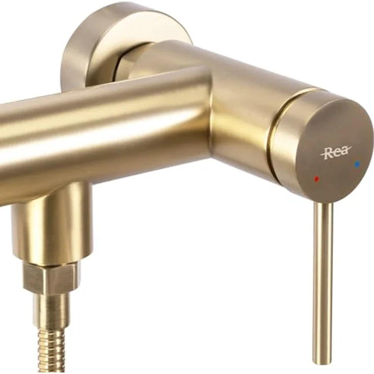 Rea Duscharmatur JS-701304BG, Messing in gebürstetem Gold, kratz- und korrosionsbeständig, 14x22x11 cm – Bild 2