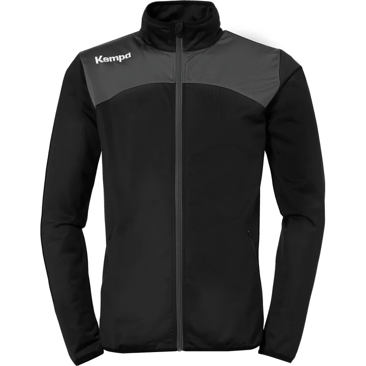 Kempa EMOTION 2.0 POLY JACKET 128 schwarz/anthra, Arbeitsjacke mit schnittechnischem Design und gestickten Kempa-Schriftzügen