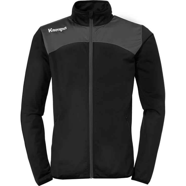Kempa EMOTION 2.0 POLY JACKET 128 schwarz/anthra, Arbeitsjacke mit schnittechnischem Design und gestickten Kempa-Schriftzügen
