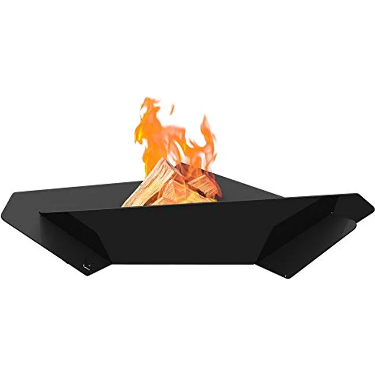 Kratki Fire Triangle Gartenfeuerschale freistehend, asymmetrisch, dreieckig, Gewicht 10,1 kg, Abmessungen B71 x L63,5 x H17 cm, aus robustem, hitzebeständigem Stahl